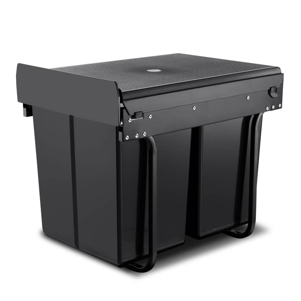Steel Frame Pull Out Bin - Black - 2x20L