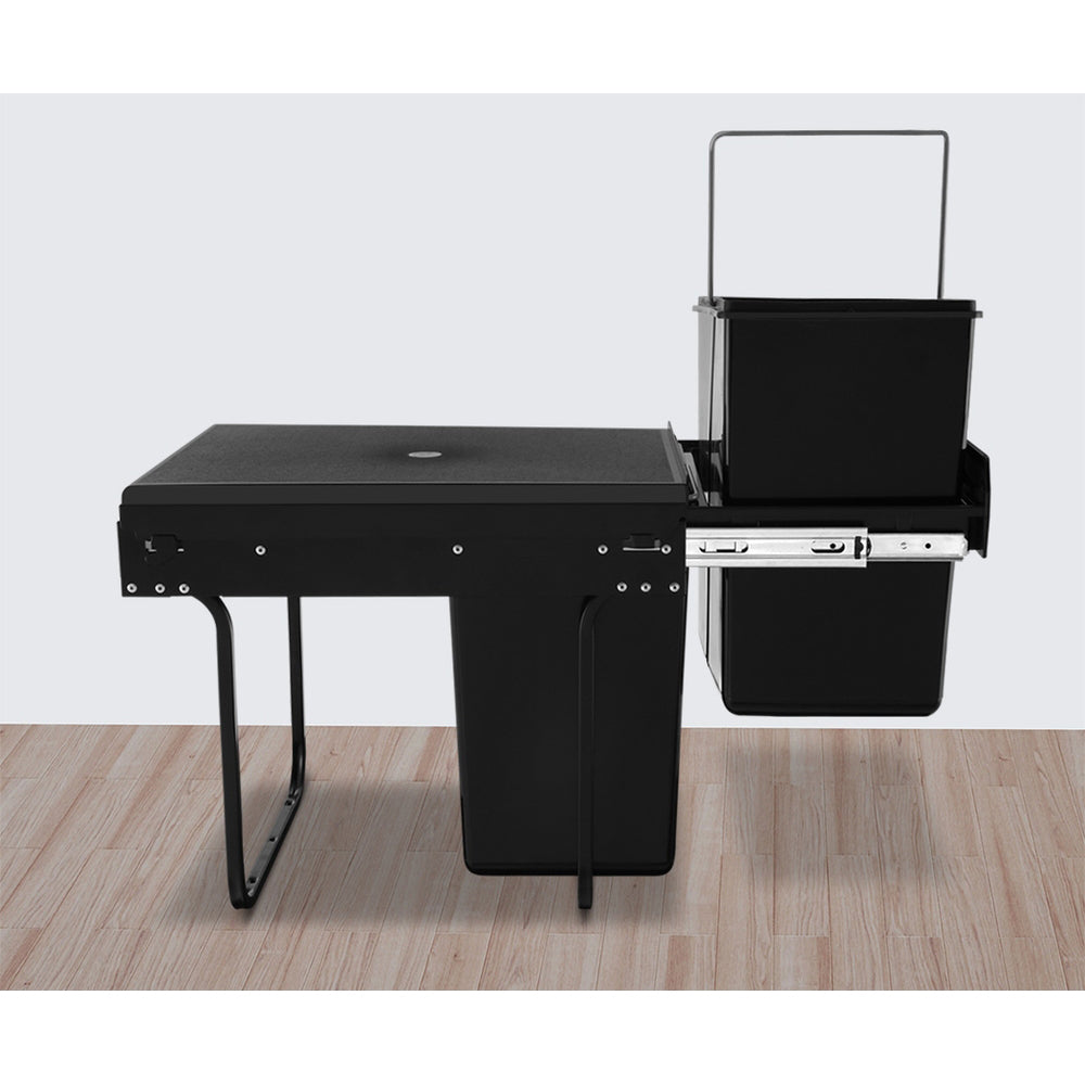 Steel Frame Pull Out Bin - Black - 2x20L