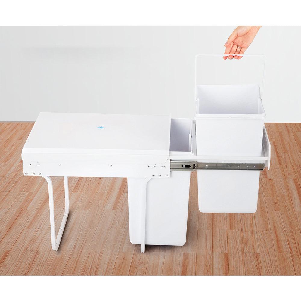 Pull Out Bin - White - 2x20L