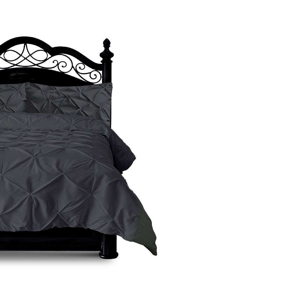 3 Piece Bed Quilt Cover Set Black - Super king