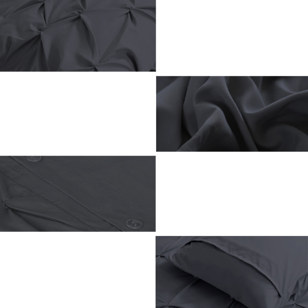 3 Piece Bed Quilt Cover Set Black - Super king