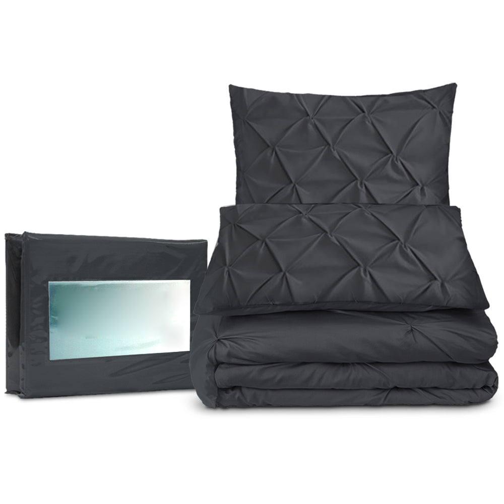 3 Piece Bed Quilt Cover Set Black - Super king