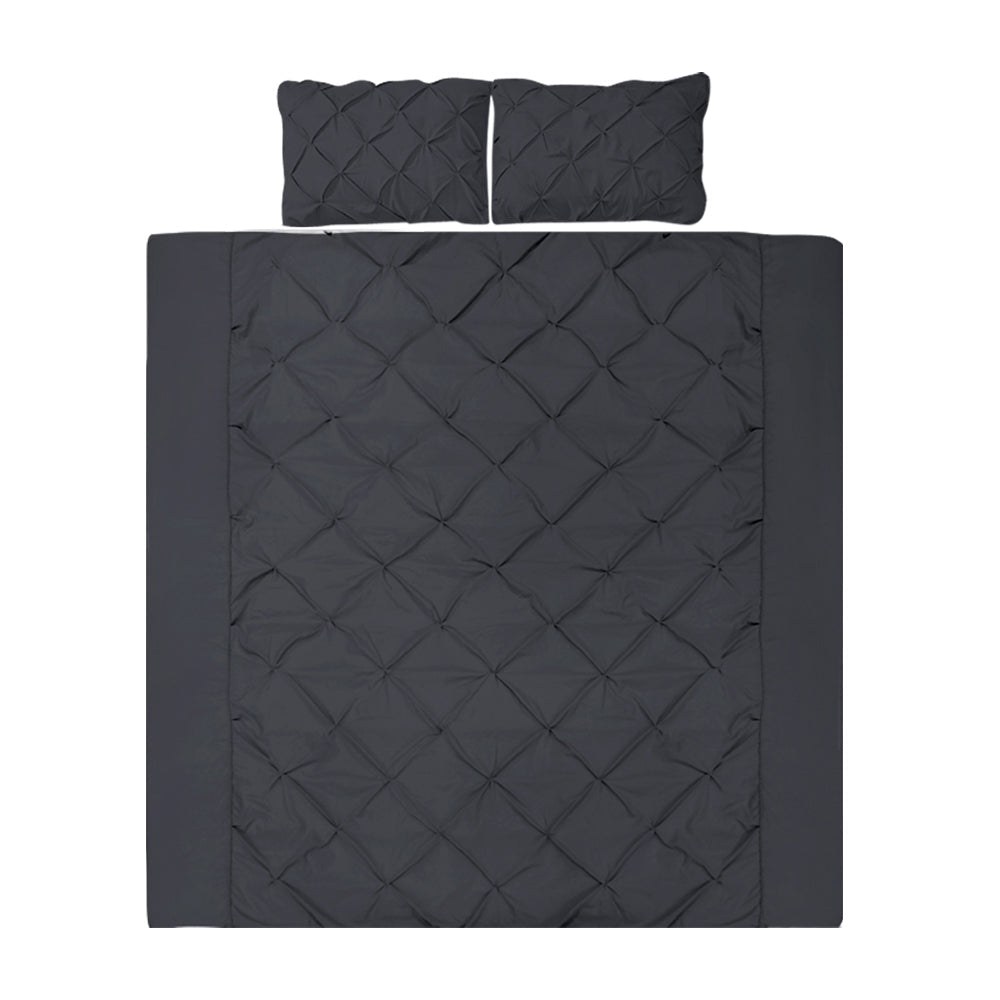 3 Piece Bed Quilt Cover Set Black - Super king