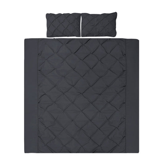 3 Piece Bed Quilt Cover Set Black - Super king