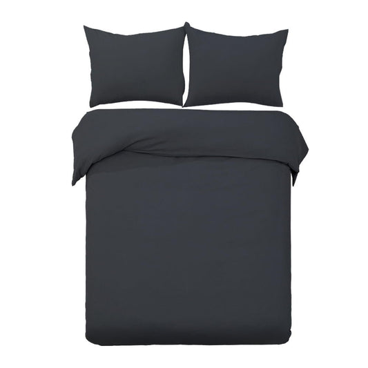 Hotel Cotton Quilt Cover Set Bed Duvet Doona Cover Black - Queen/King/Super King