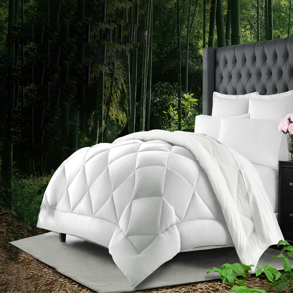 Bamboo Fibre Bed Quilt 700GSM White - Queen