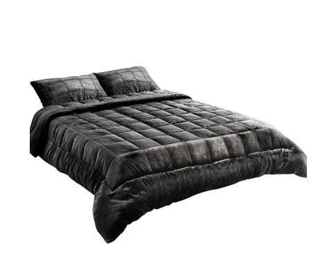 Faux Mink Quilt King Size - Charcoal