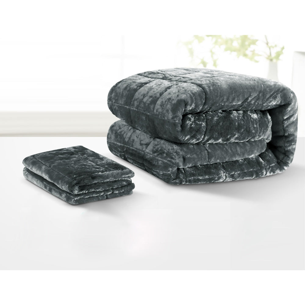 Double Sided Faux Mink Comforter Quilt Charcoal - Super king