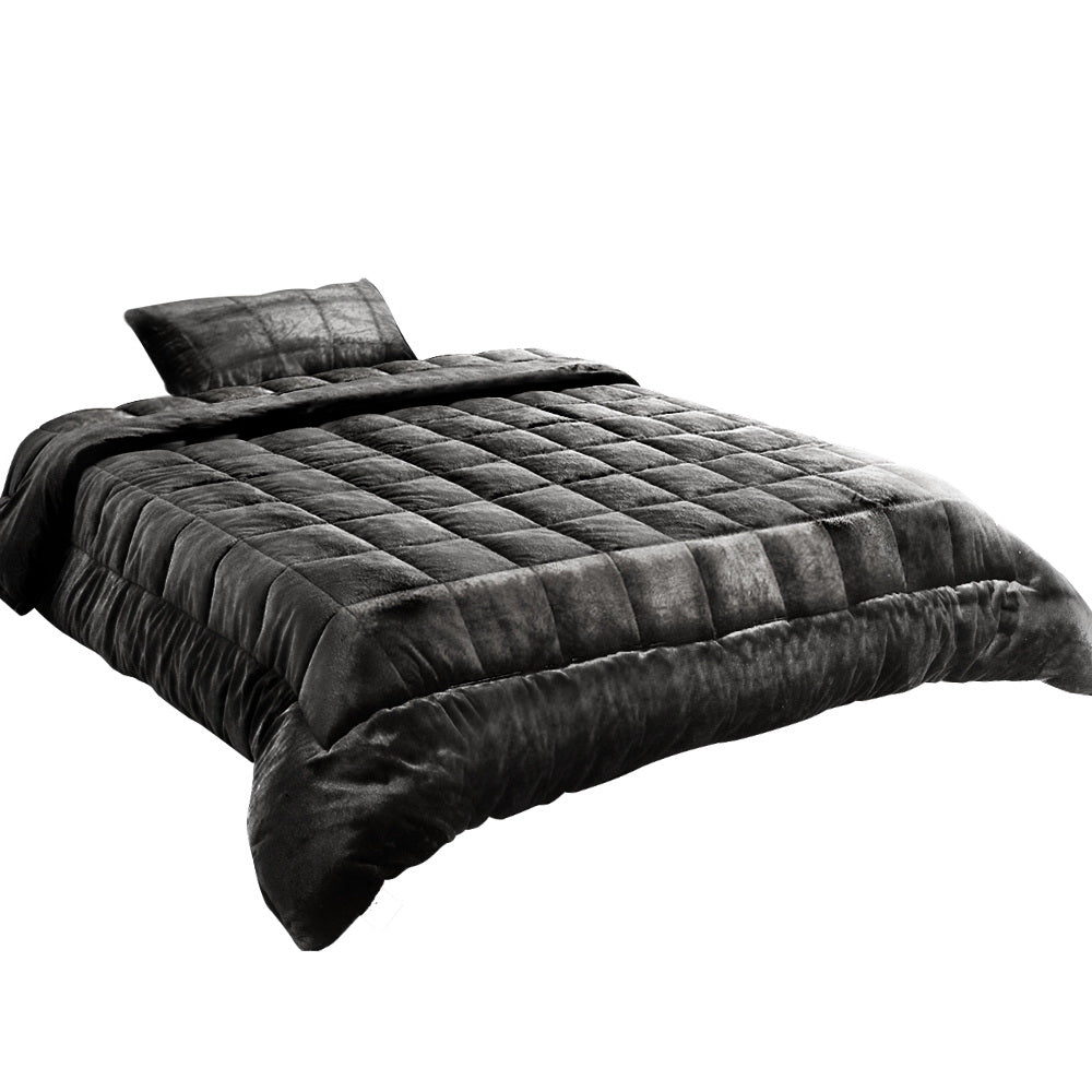 Bedding Faux Mink Quilt Charcoal - Single/Double/Queen/King/Super King