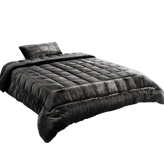 Bedding Faux Mink Quilt Charcoal - Single/Double/Queen/King/Super King