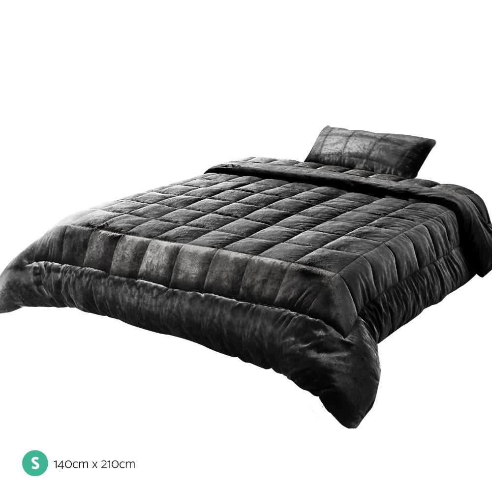 Bedding Faux Mink Quilt Charcoal - Single/Double/Queen/King/Super King