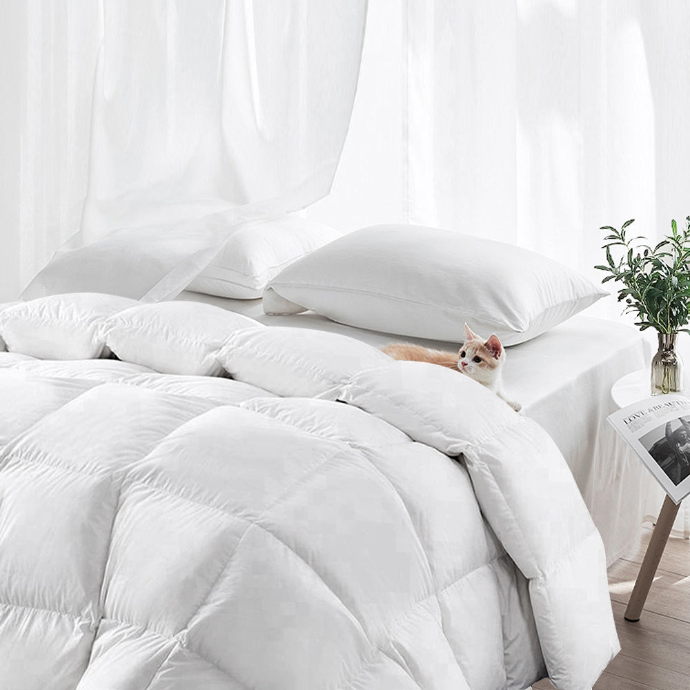 Goose Feather Down Bed Quilt Cover 800GSM White - King