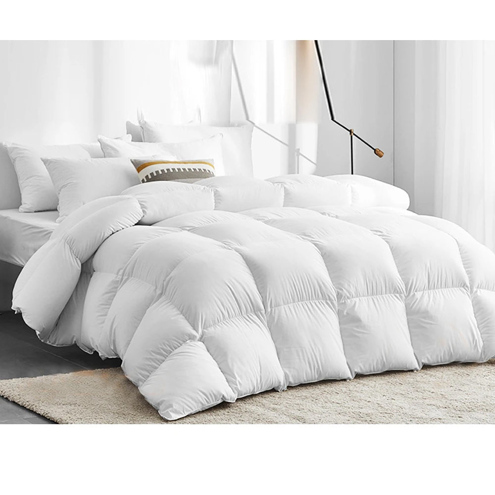 Goose Feather Down Bed Quilt Cover 800GSM White - Queen