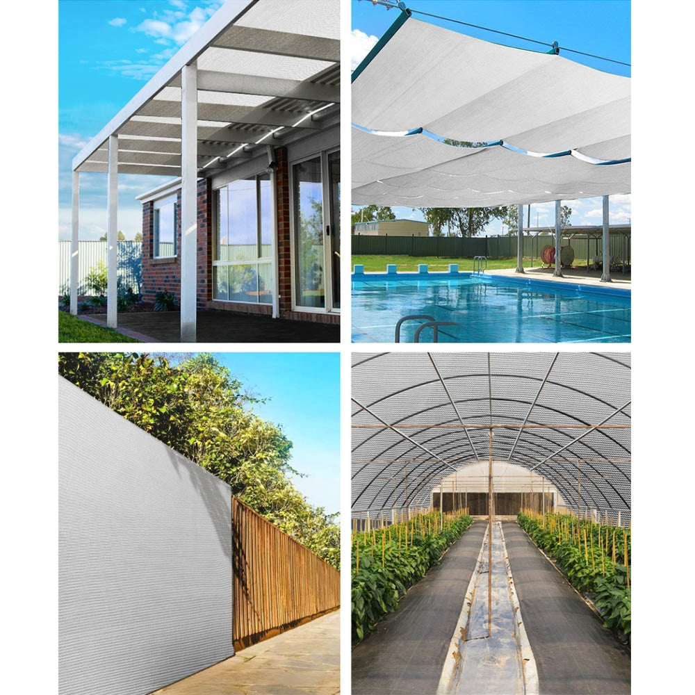 Sun Shade Cloth Sail Roll Mesh Garden Outdoor White - 3.66x10m