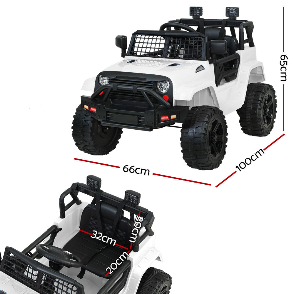 Kids Ride On Car Electric 12V Car Toys Jeep Battery Remote Control White