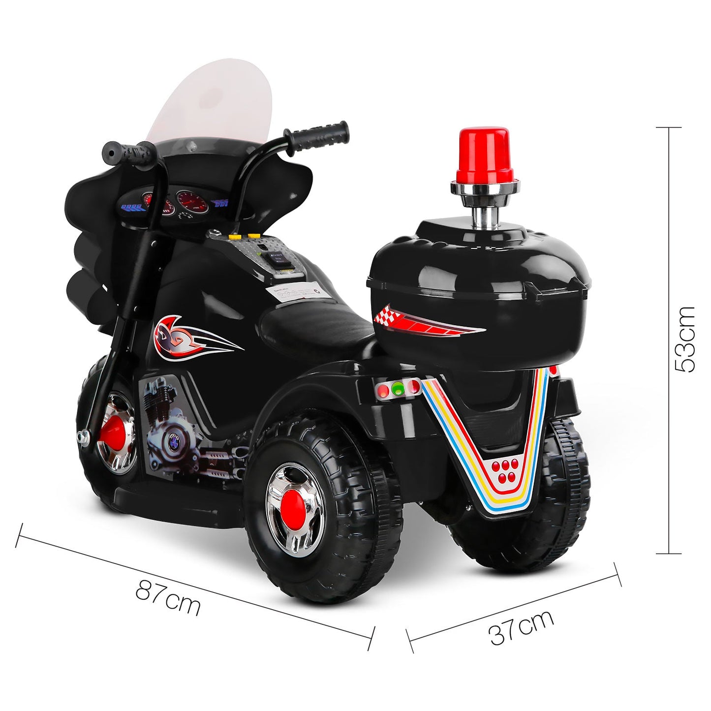 Kids Ride On Three Wheeled Motorbike - Black