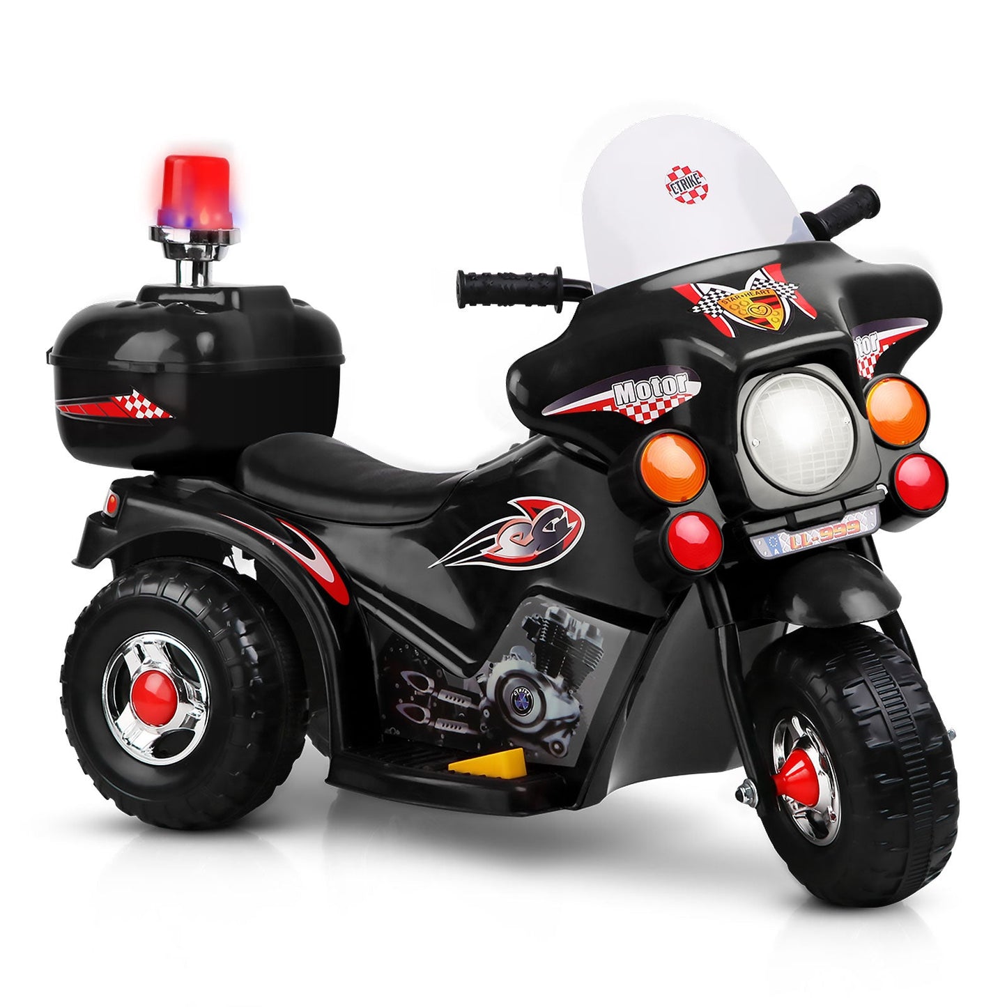 Kids Ride On Three Wheeled Motorbike - Black