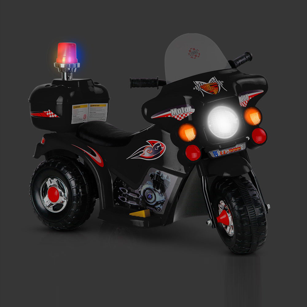 Kids Ride On Three Wheeled Motorbike - Black