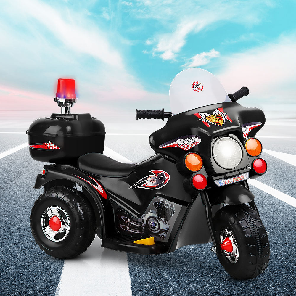 Kids Ride On Three Wheeled Motorbike - Black