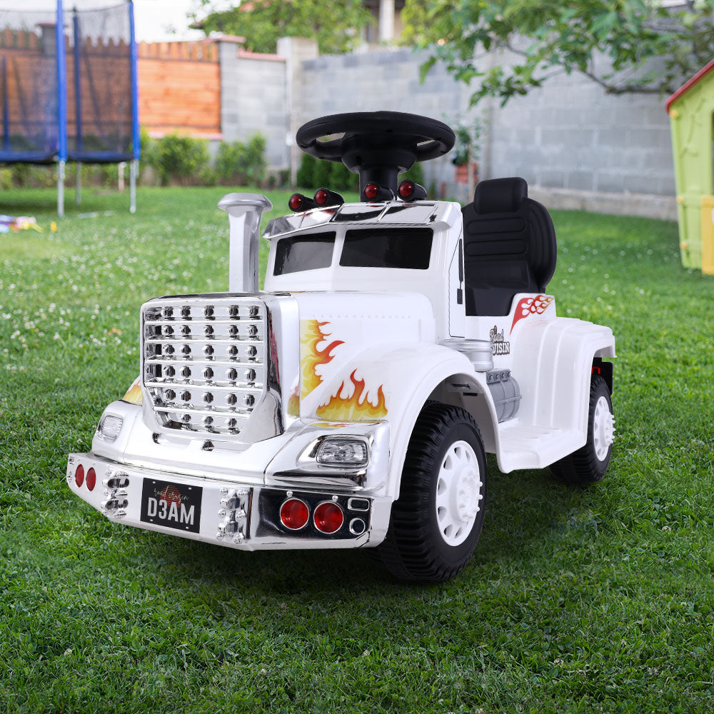 Ride On Childrens Battery Toy Truck - White