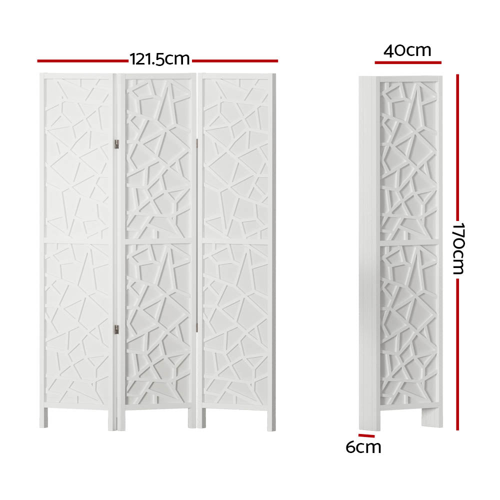 Room Divider Screen Privacy Wood Dividers Stand 3 Panel White