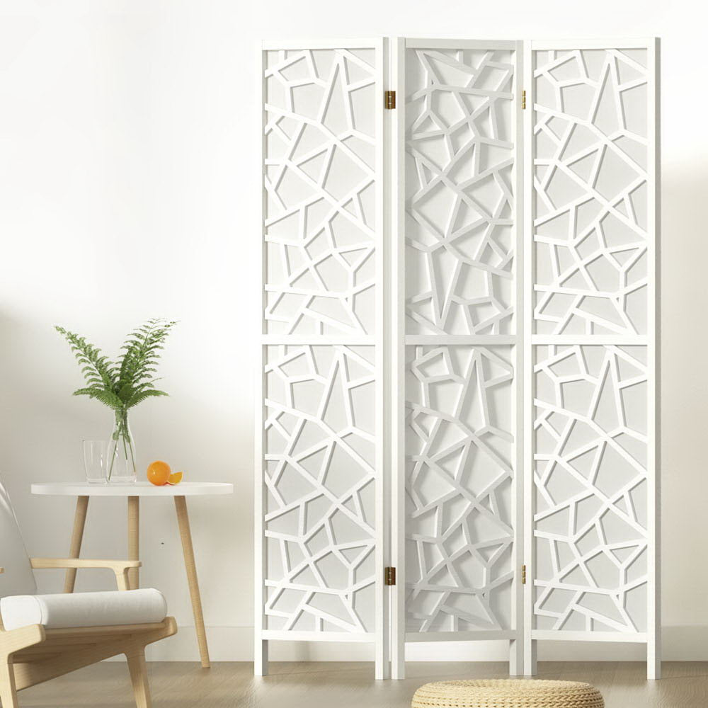 Room Divider Screen Privacy Wood Dividers Stand 3 Panel White