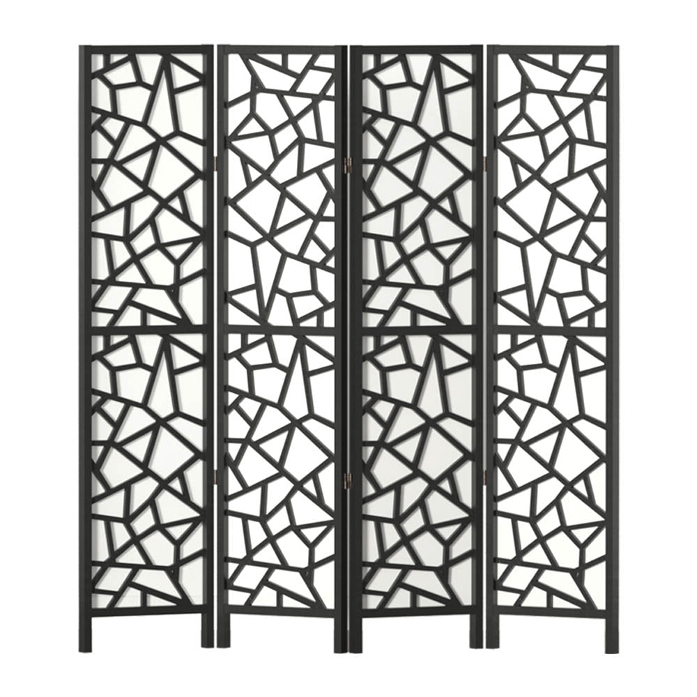Room Divider Screen Privacy Wood Dividers Stand 4 Panel Black