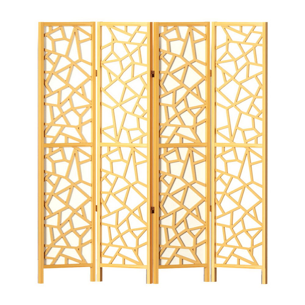 Room Divider Screen Privacy Wood Dividers Stand 4 Panel Natural