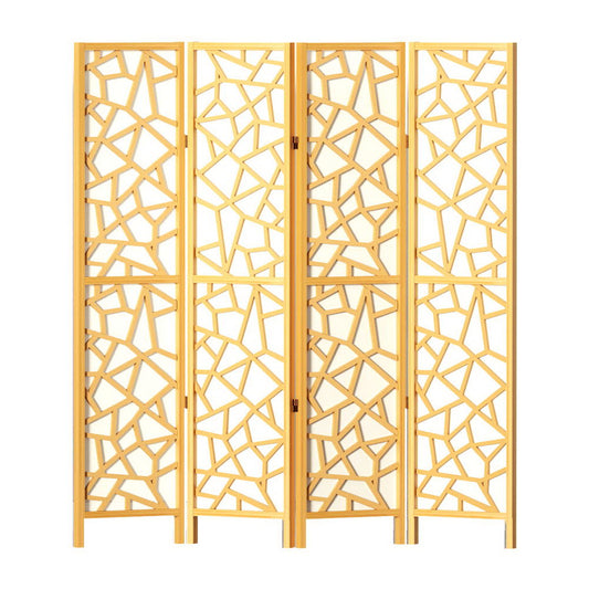Room Divider Screen Privacy Wood Dividers Stand 4 Panel Natural
