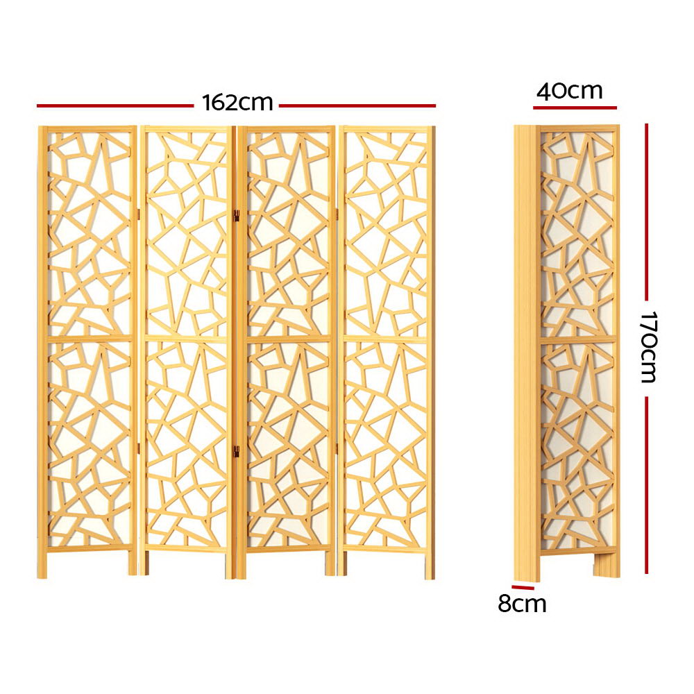 Room Divider Screen Privacy Wood Dividers Stand 4 Panel Natural