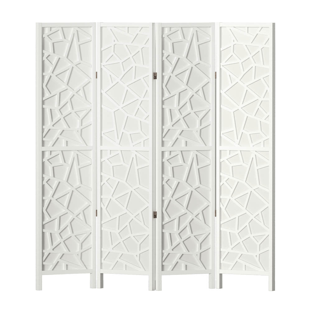 Room Divider Screen Privacy Wood Dividers Stand 4 Panel White