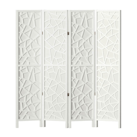 Room Divider Screen Privacy Wood Dividers Stand 4 Panel White