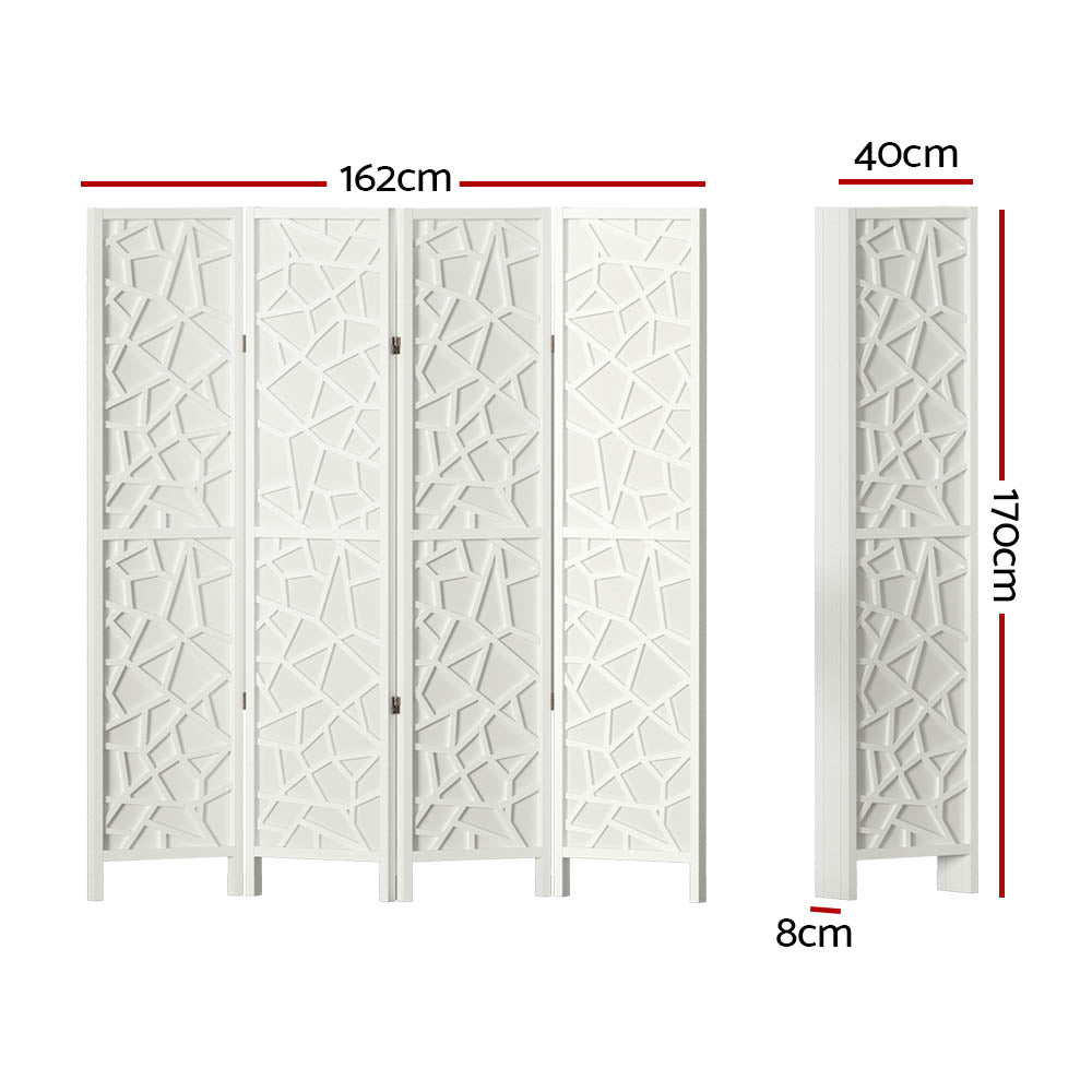 Room Divider Screen Privacy Wood Dividers Stand 4 Panel White