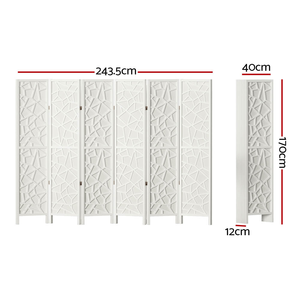 Room Divider Screen Privacy Wood Dividers Stand 6 Panel White