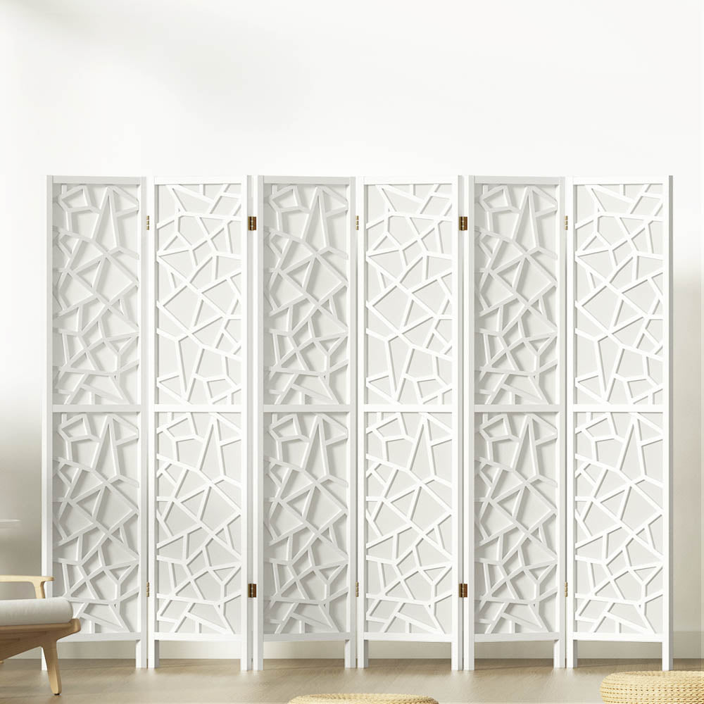 Room Divider Screen Privacy Wood Dividers Stand 6 Panel White