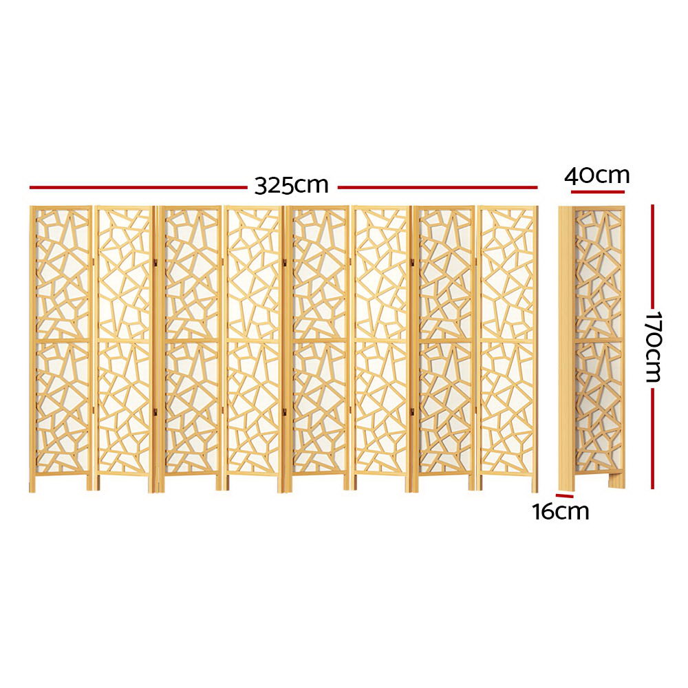 Room Divider Screen Privacy Wood Dividers Stand 8 Panel Natural