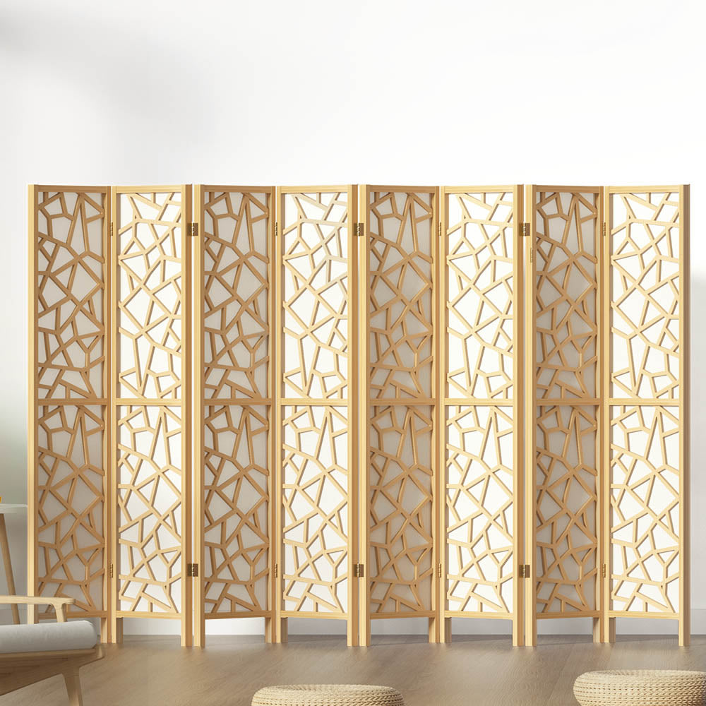 Room Divider Screen Privacy Wood Dividers Stand 8 Panel Natural