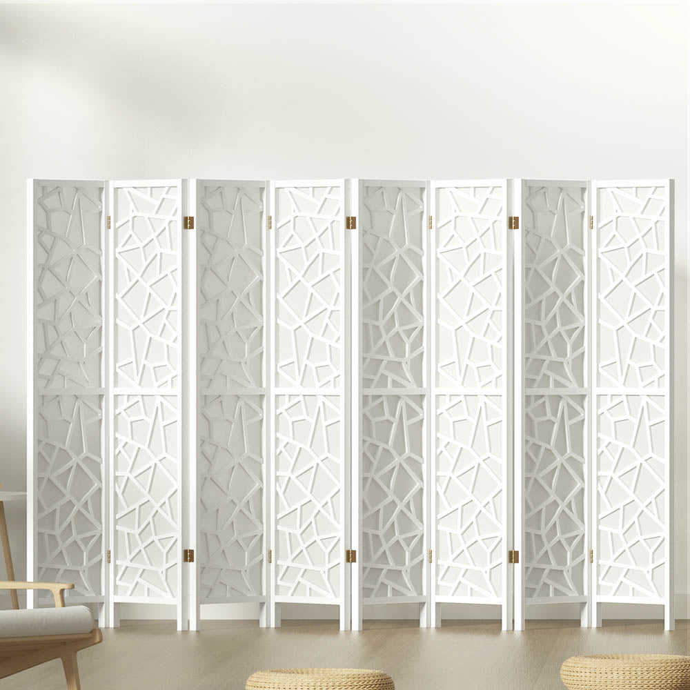 Room Divider Screen Privacy Wood Dividers Stand 8 Panel White