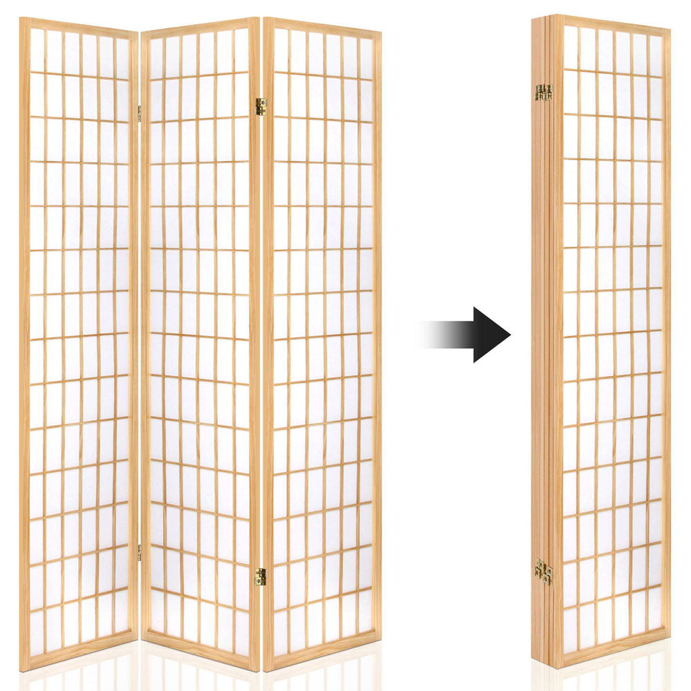Room Divider Screen Wood Timber Dividers Fold Stand Wide Beige 6 Panel