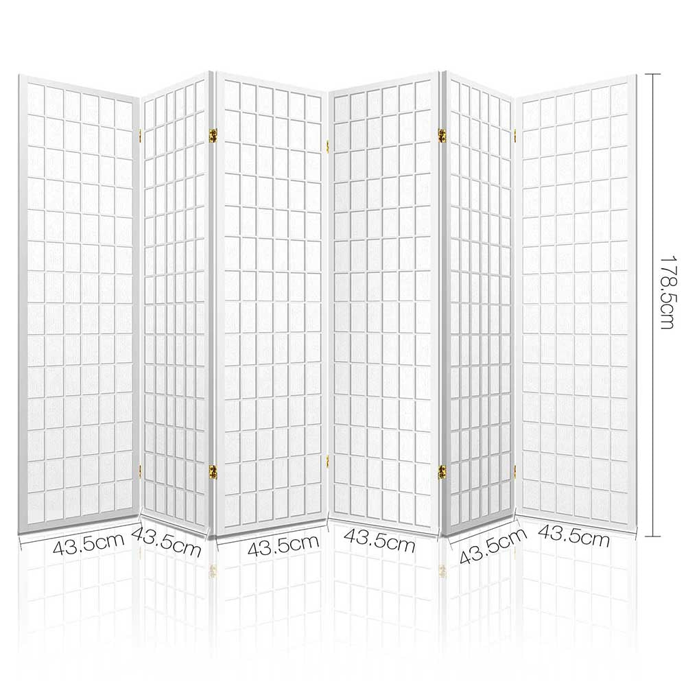 Room Divider Screen Wood Timber Dividers Fold Stand Wide White 6 Panel