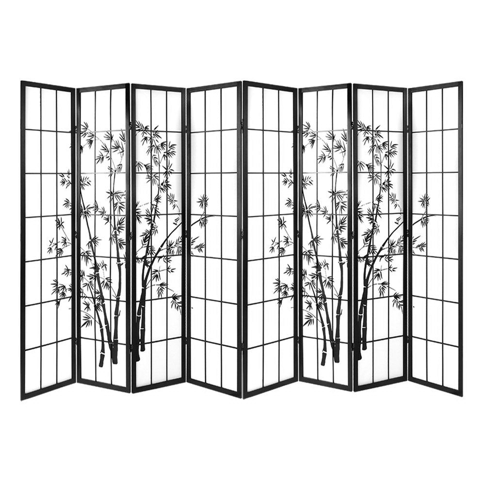 Room Divider Screen Privacy Dividers Pine Wood Stand Black White 8 Panel