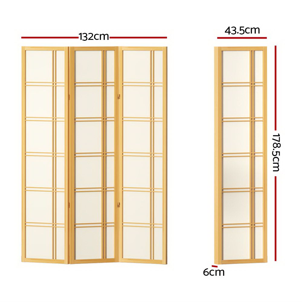 Room Divider Screen Privacy Wood Dividers Stand 3 Panel Natural