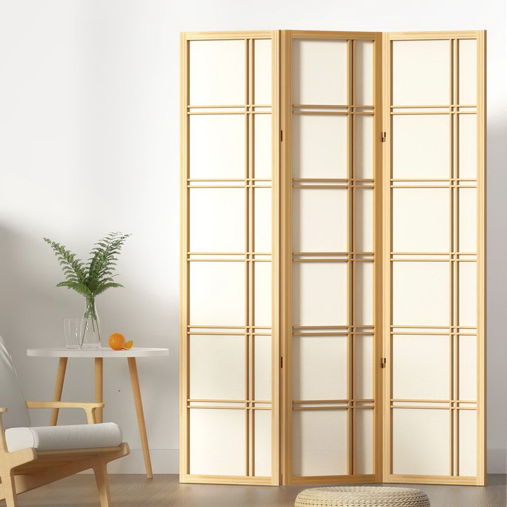 Room Divider Screen Privacy Wood Dividers Stand 3 Panel Natural