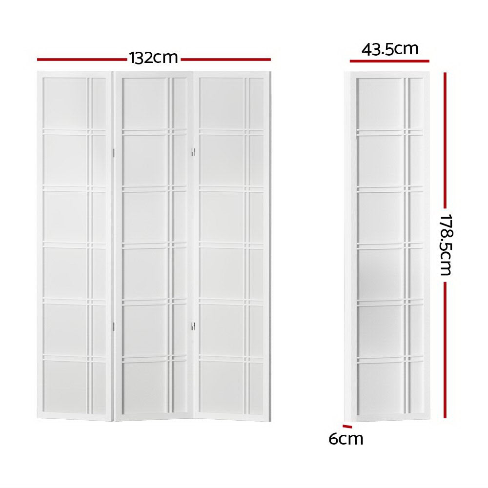 Room Divider Screen Privacy Wood Dividers Stand 3 Panel White