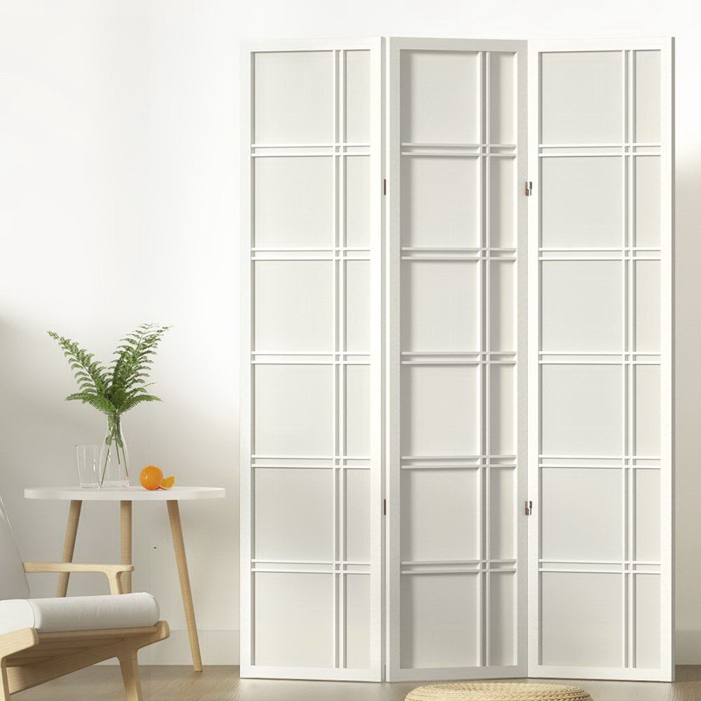 Room Divider Screen Privacy Wood Dividers Stand 3 Panel White