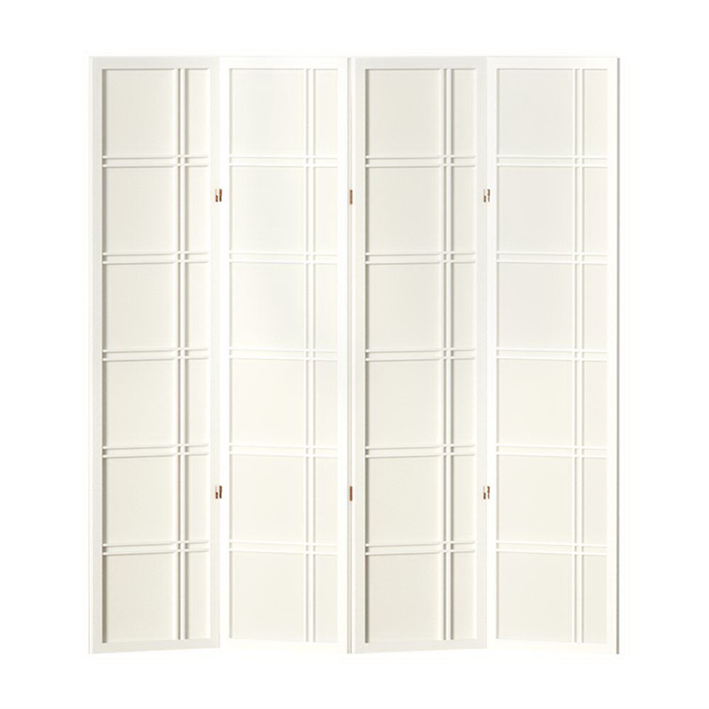 Room Divider Screen Privacy Wood Dividers Stand 4 Panel White