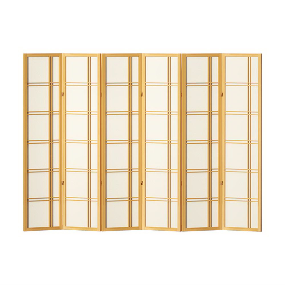 Room Divider Screen Privacy Wood Dividers Stand 6 Panel Natural