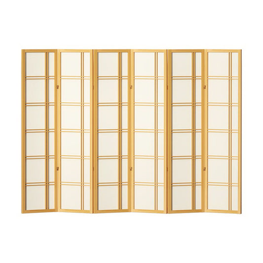 Room Divider Screen Privacy Wood Dividers Stand 6 Panel Natural