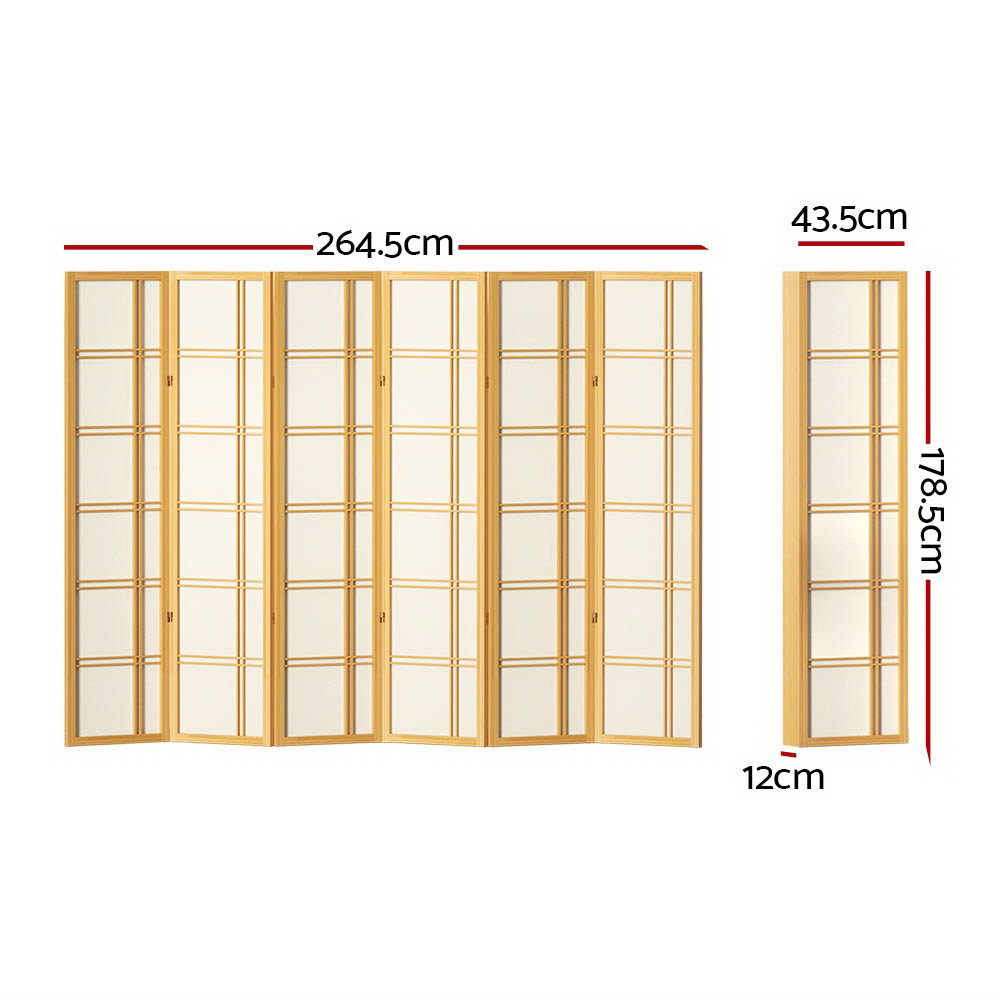 Room Divider Screen Privacy Wood Dividers Stand 6 Panel Natural
