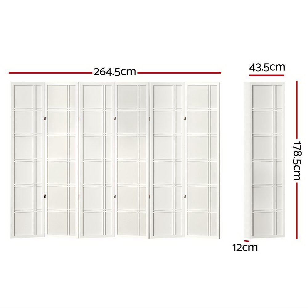Room Divider Screen Privacy Wood Dividers Stand 6 Panel White